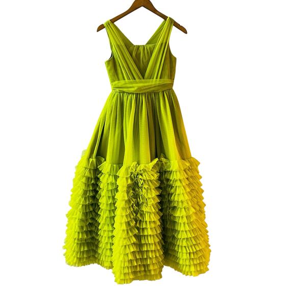 Christian Siriano Other - Christian Soriano Tulle Tiered Ruffle Dress Girls Size 12 Green